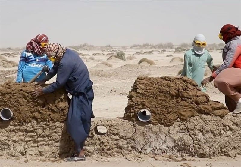سیستانیها به جنگ گرد و غبار رفتند: ابداع بادشکن گلی در تالاب هامون