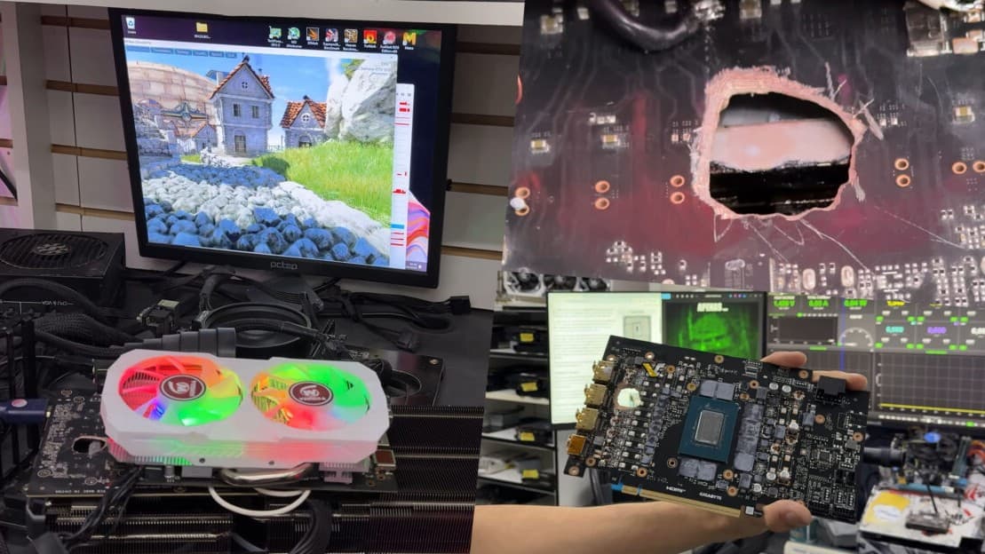 احیای کارت گرافیک سوخته RTX 5070 Ti با استفاده از RX 580